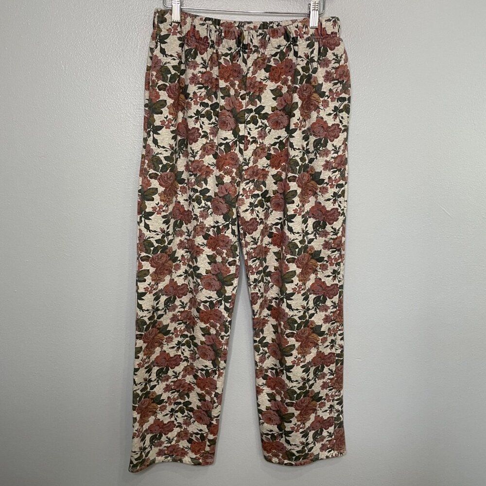 LOVERS & FRIENDS gray pink floral sweatpants size M